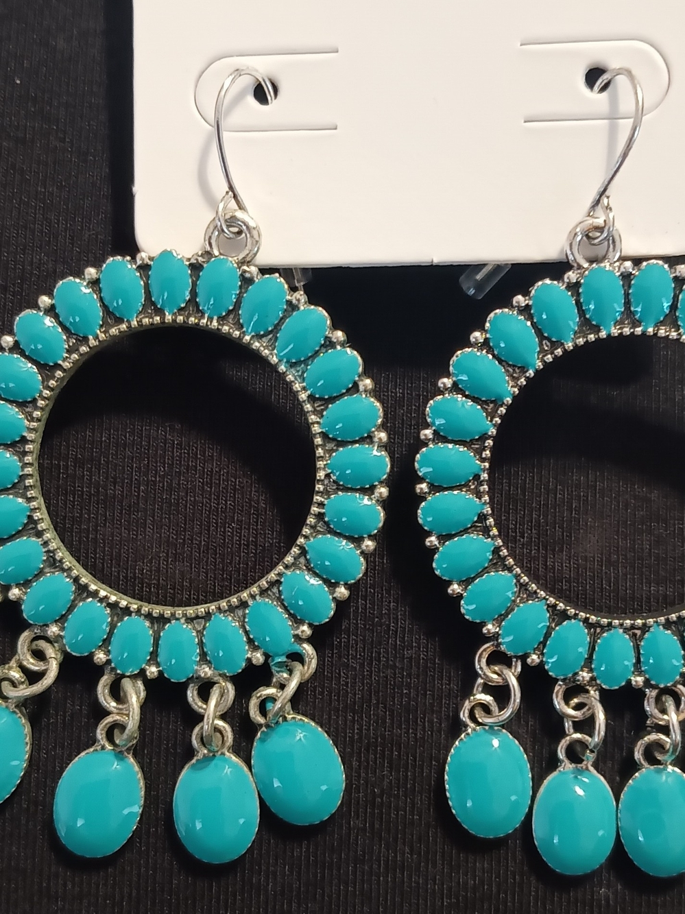Fashion Jewelry Turquoise Hoop Dangle Earrings